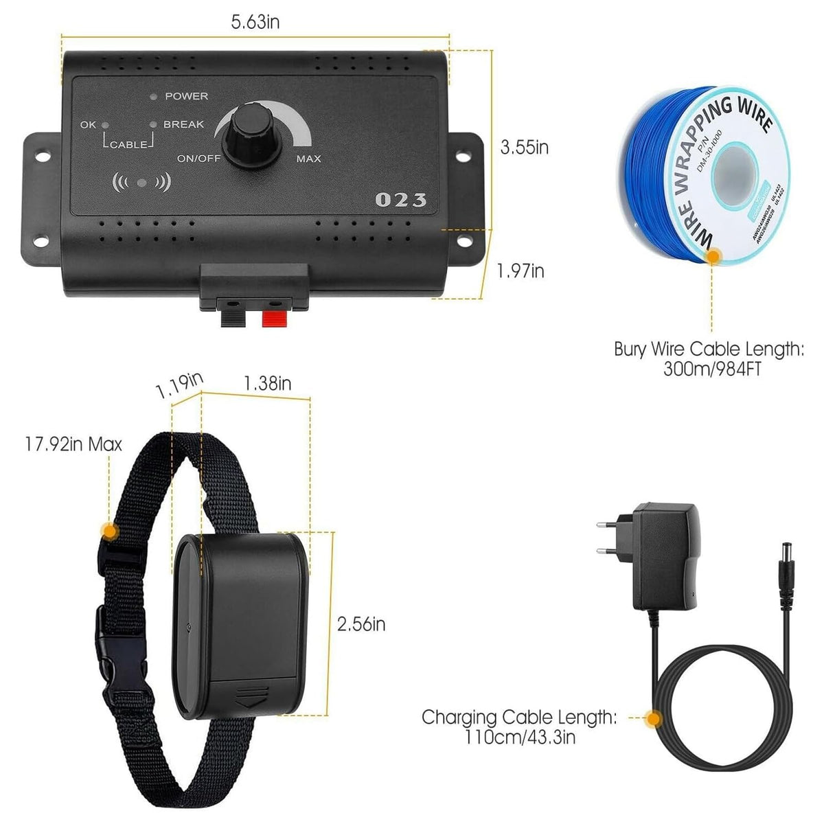Electronic Dog Fence, In-ground/Aboveground Pet Containment System, Waterproof Training Collar J200