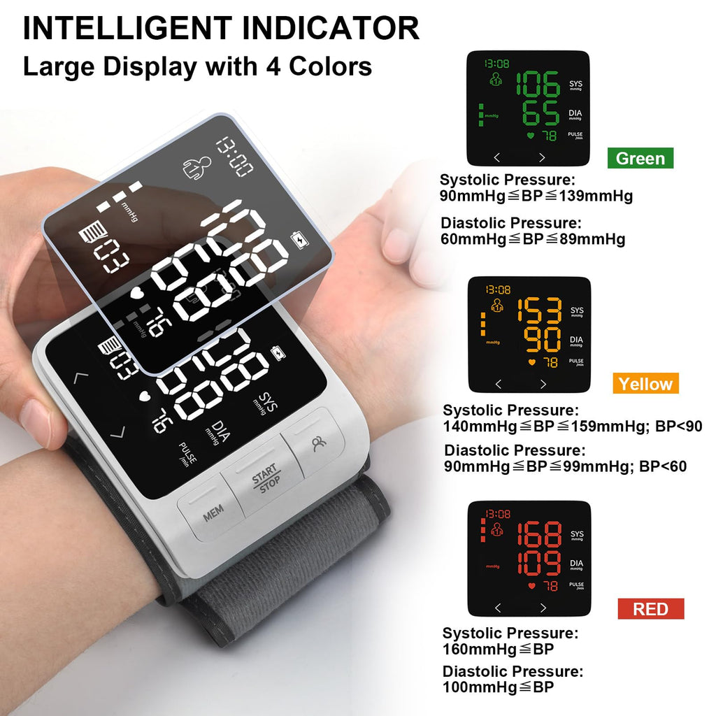 Wrist Blood Pressure Monitor with 2 Users Memory LCD Display P250374