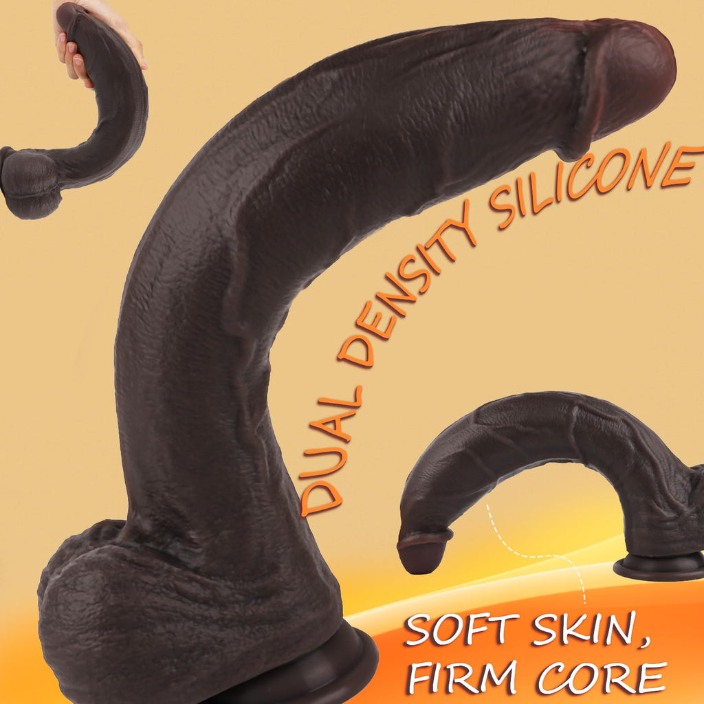 11.6 Inch Black Silicone Dildo I8319