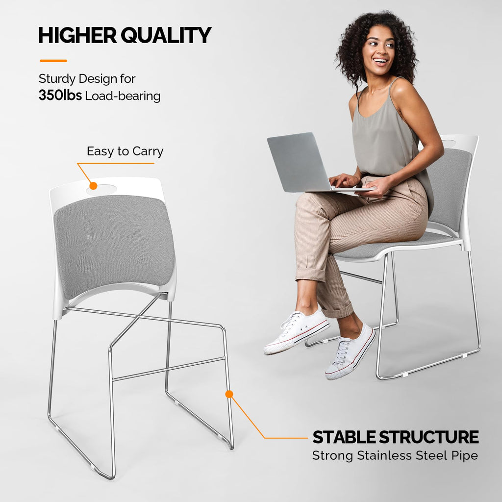Grey Plastic Mesh Padded Stackable Chairs Set of 8 Z1896