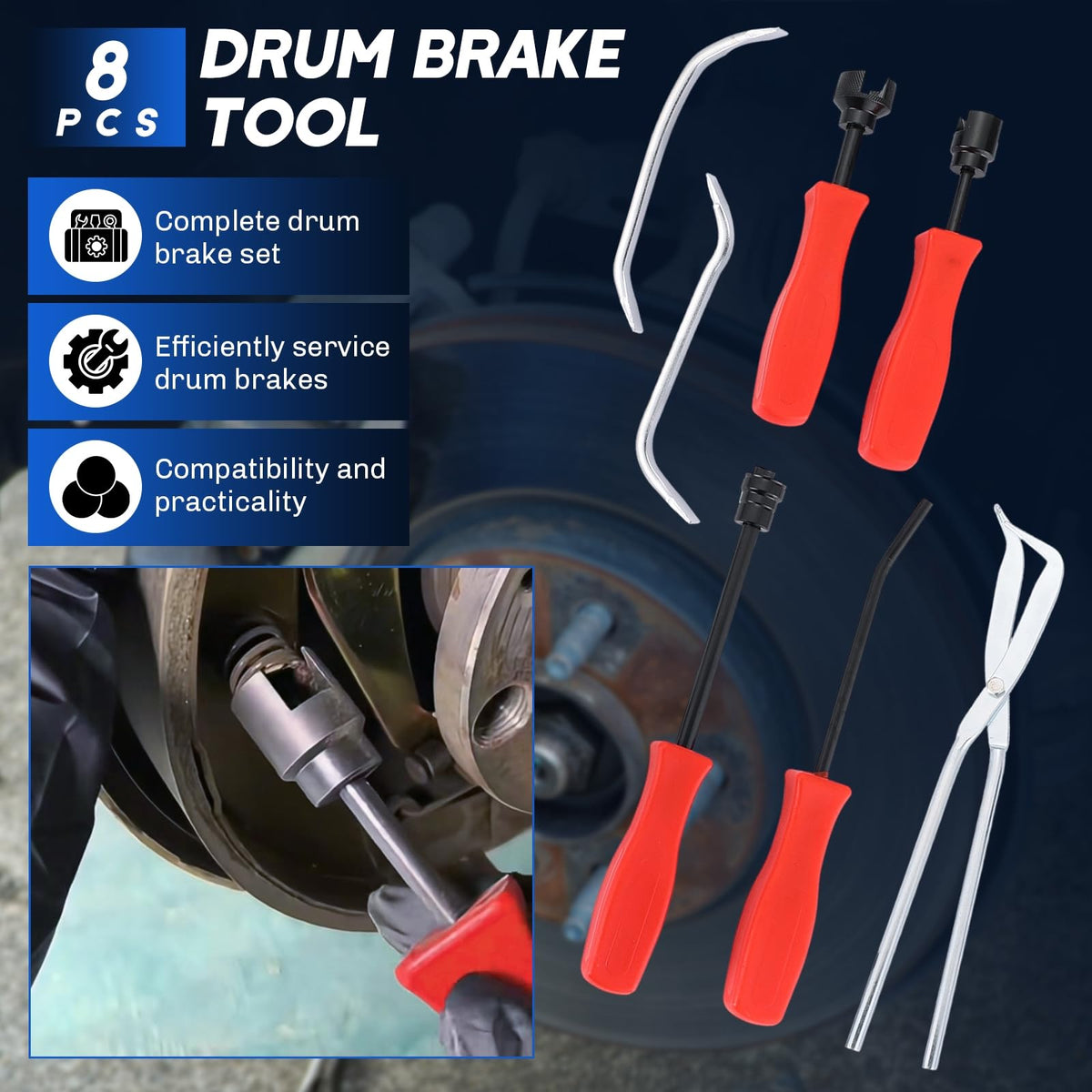 Heavy-Duty Disc Brake Caliper Tool & Drum Brake Tool S99545