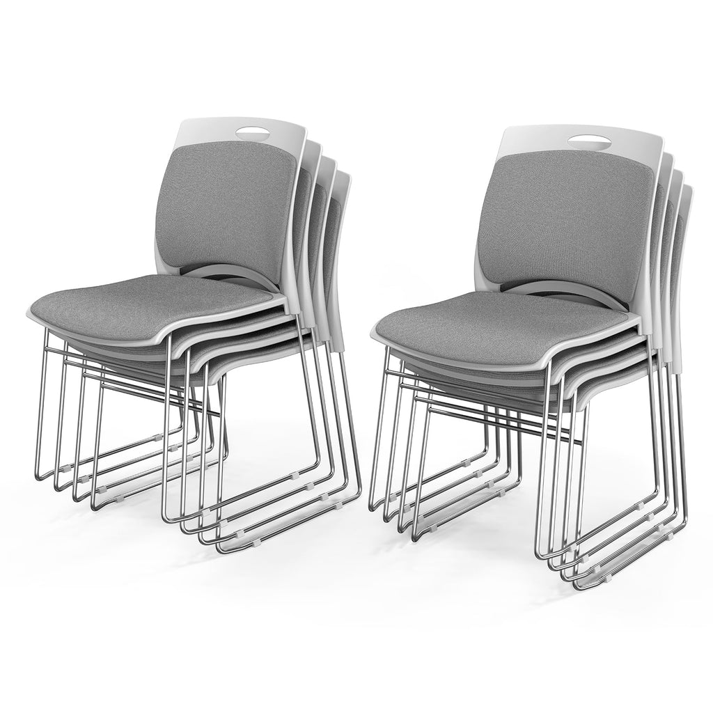 Grey Plastic Mesh Padded Stackable Chairs Set of 8 Z1896