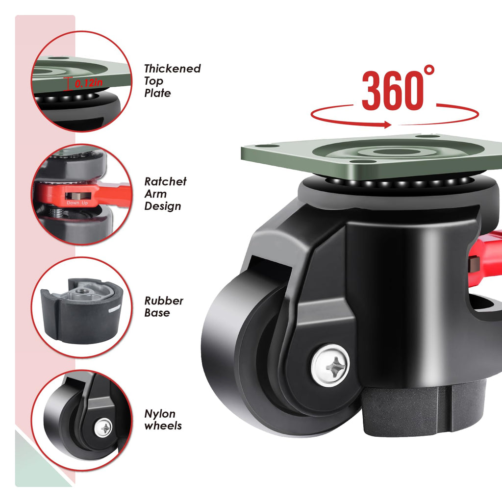 4 Pack 2200 LBS Capacity Retractable Leveling Casters G224798