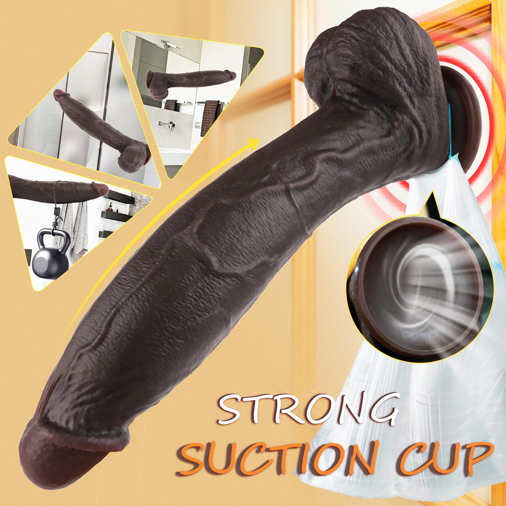 11.6 Inch Black Silicone Dildo I8319