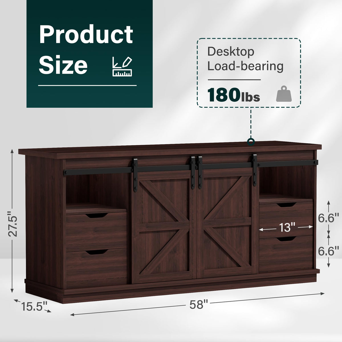 Rustic Oak 4 Drawer TV Stand V1765