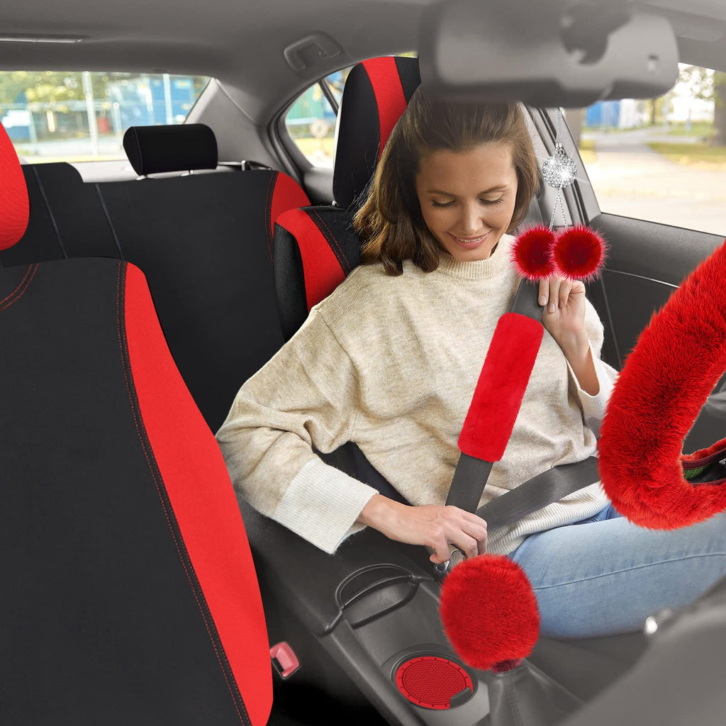 Red Black Car Seat Cover Full Set V222
