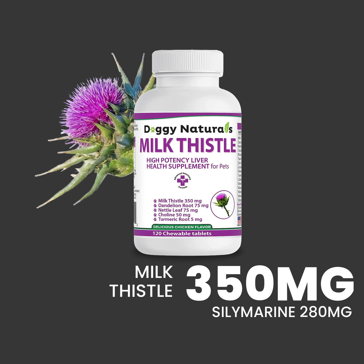 Milk Thistle Liver Health Supplement for Dogs 120 tabs O2432