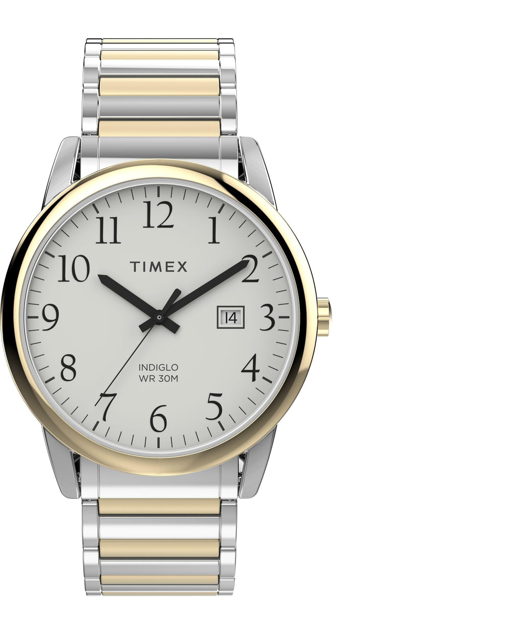 Men's 40mm Watch Two-Tone Expansion Band White Dial T208585