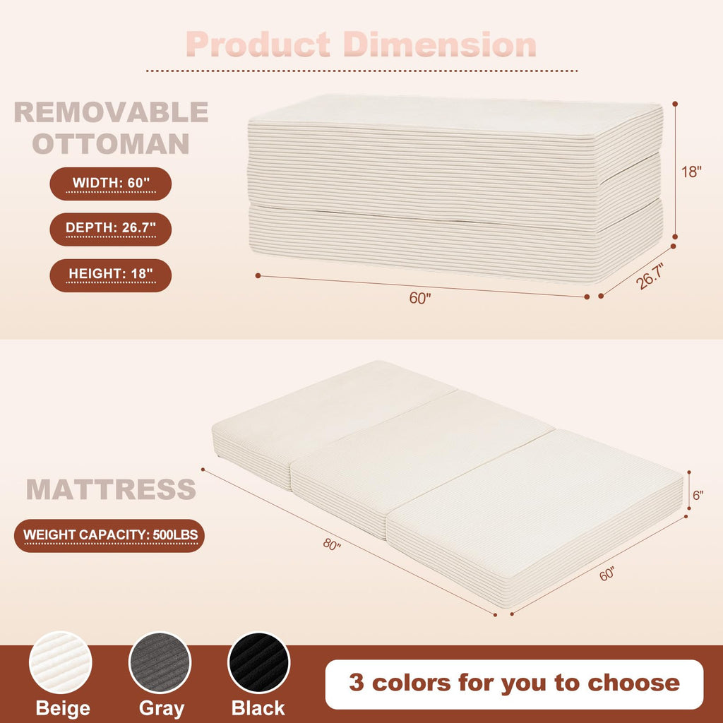 6-Inch Tri-Fold Foldable Mattress K464