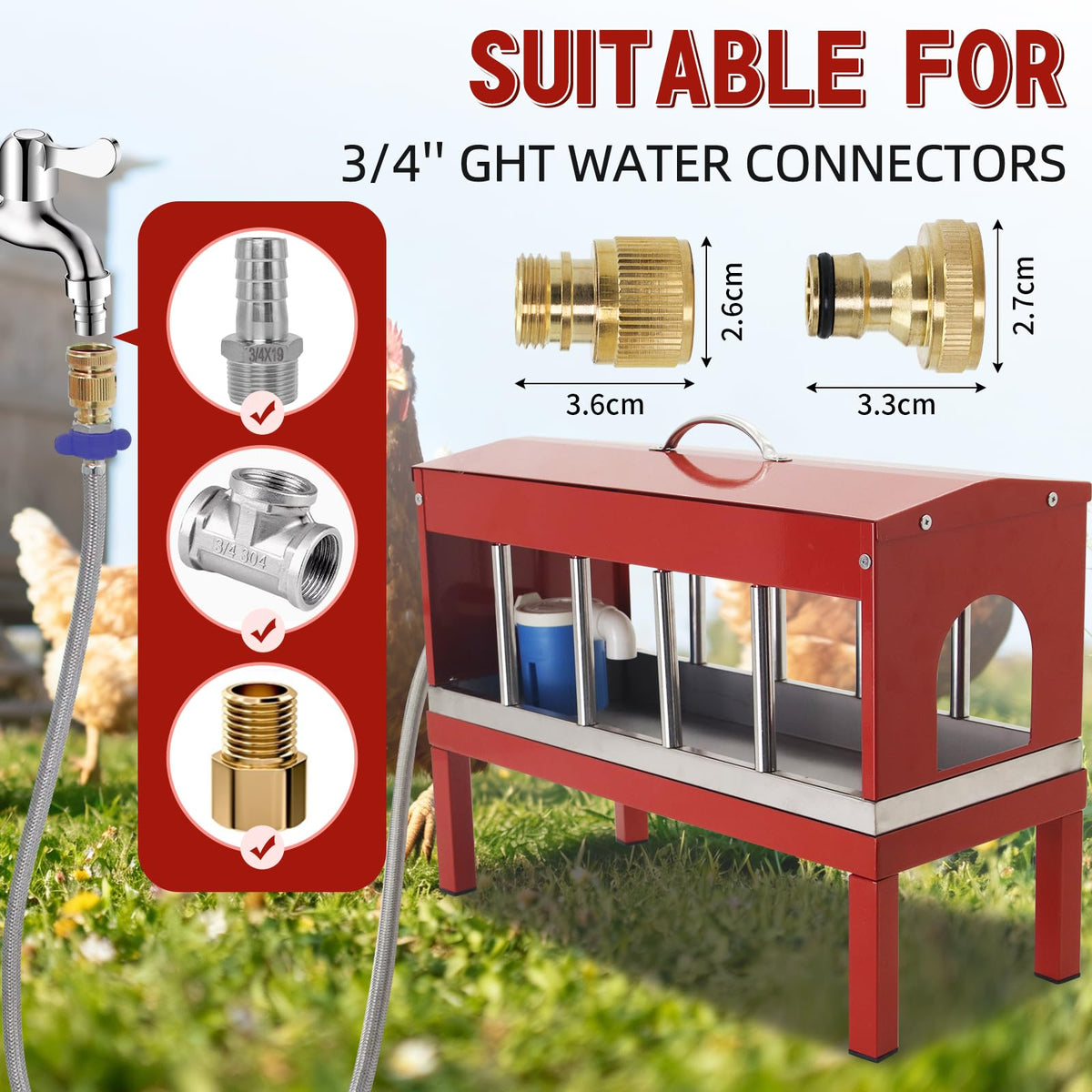 Automatic Chicken Waterer with Detachable Legs W341482