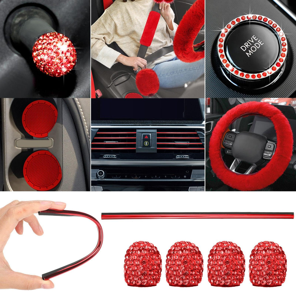 Red Black Car Seat Cover Full Set V222
