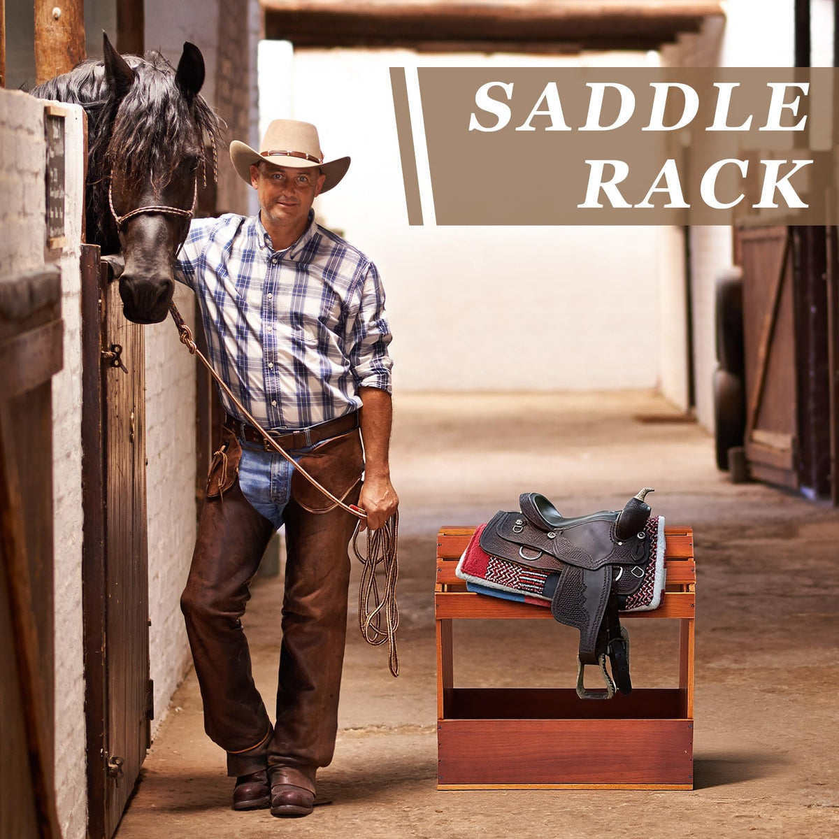 Pine Wood Saddle Rack Stand 20x12x20in R145