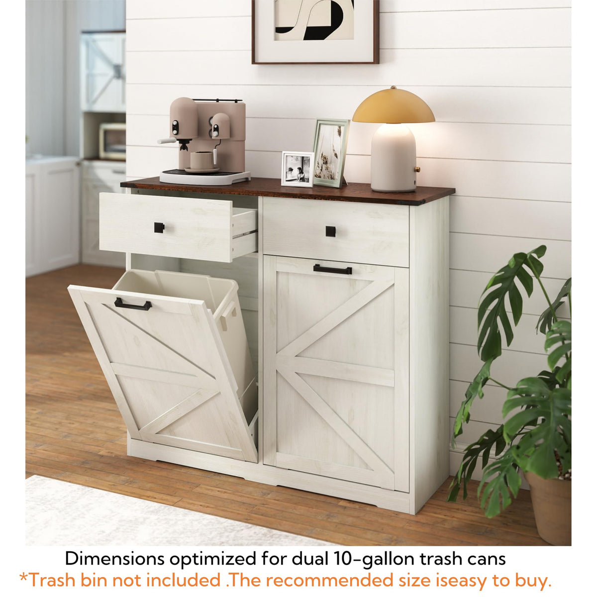 20 Gallon Double Tilt Out Kitchen Trash Can with Hideaway Drawer D699956