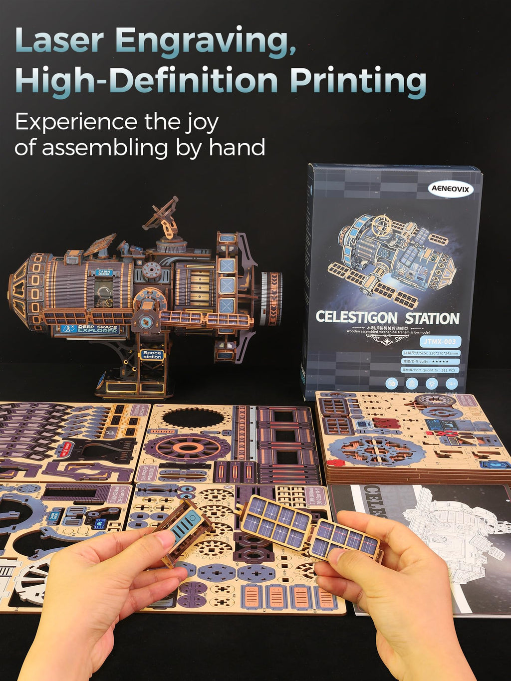511-Piece 3D Puzzle Mechanical Model Kit with Lights, Music & Motor O8640