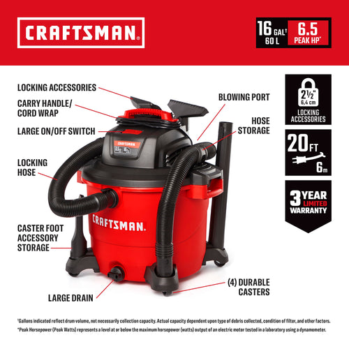 16 Gallon Wet Dry Shop Vacuum L334010