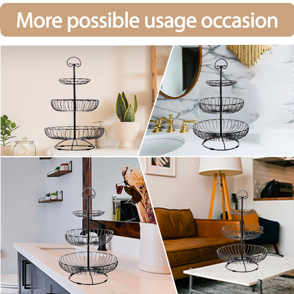 3-Tiered Black Wire Fruit and Vegetable Holder U525240
