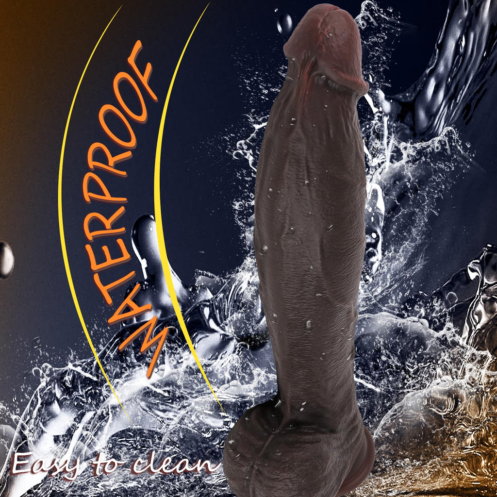 11.6 Inch Black Silicone Dildo I8319