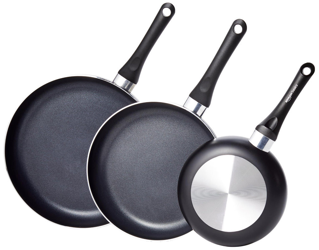 Ceramic Nonstick Frying Pan Set, 3-Piece, Black T697