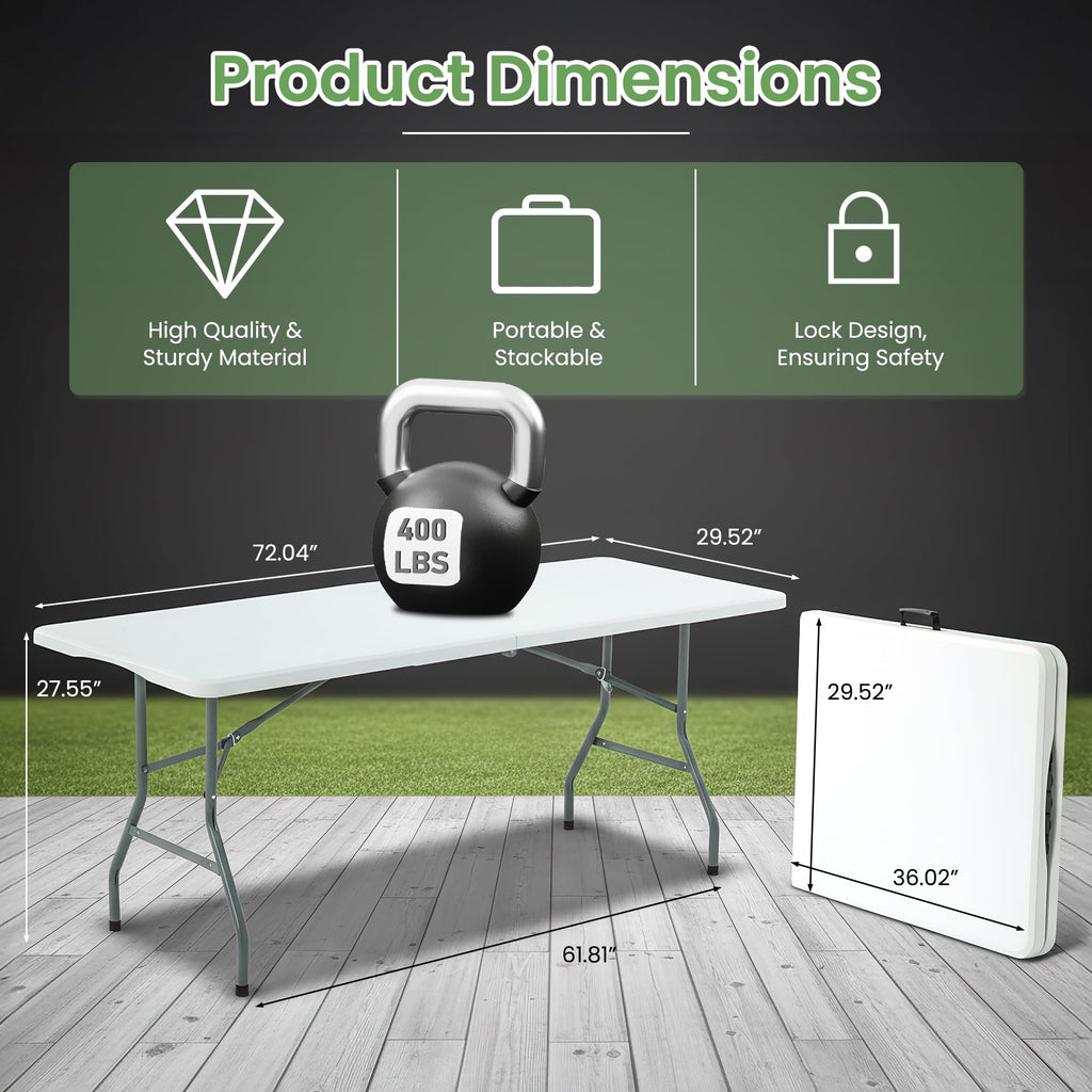 White Plastic Folding Table with Carry Handle N843435