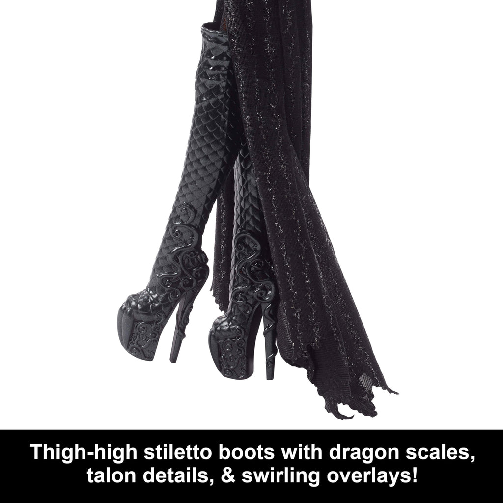 Black Gown Doll with Knee-High Boots and Wings T85950