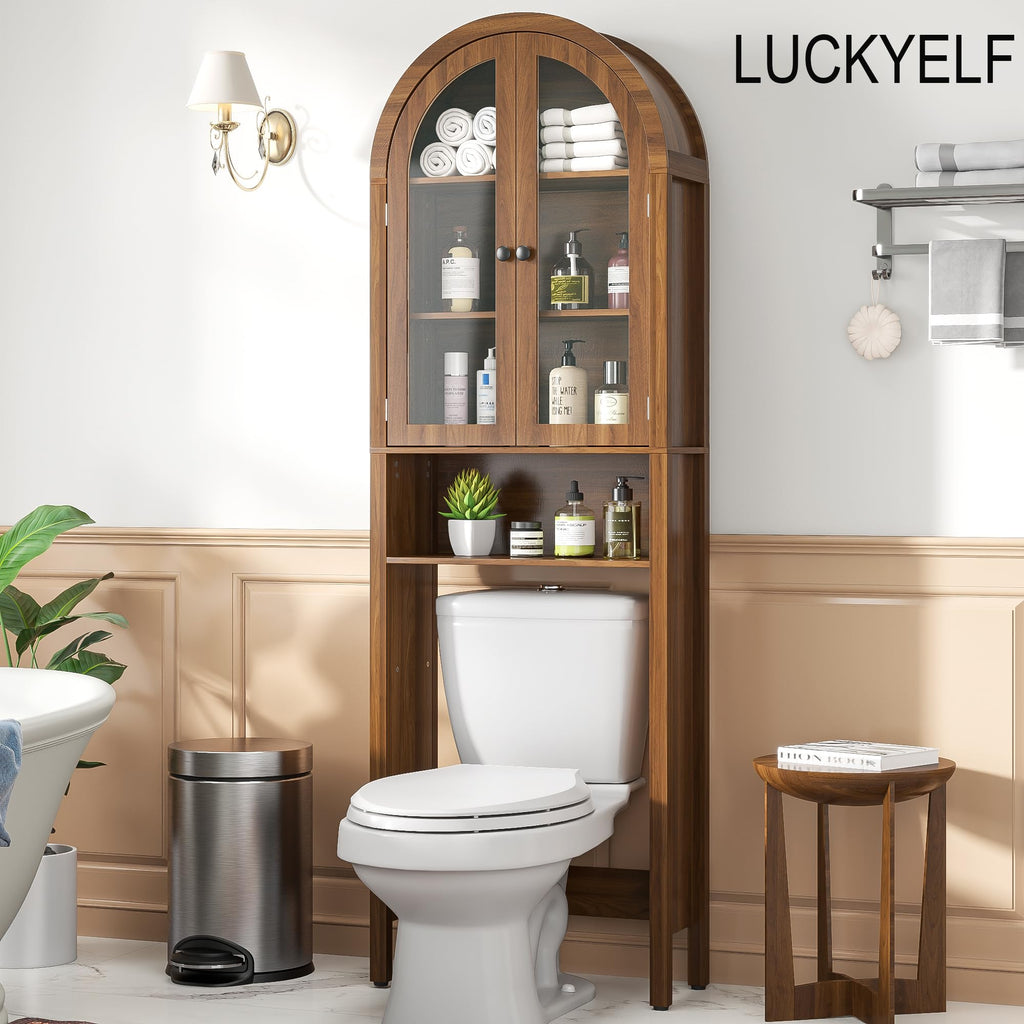 Arched Over The Toilet Storage Cabinet with Acrylic Doors Y90995