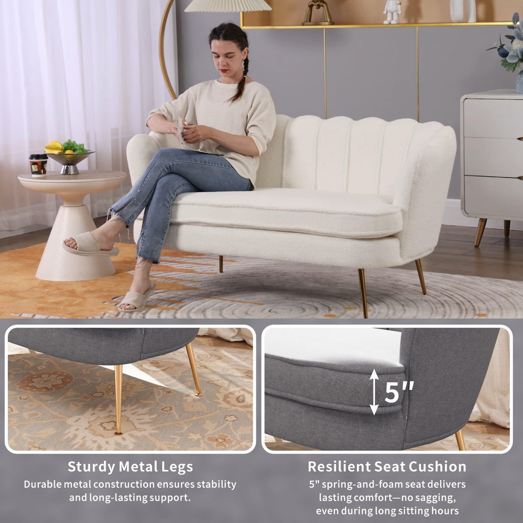 Light Grey Chenille 2-Seater Loveseat Sofa I873817