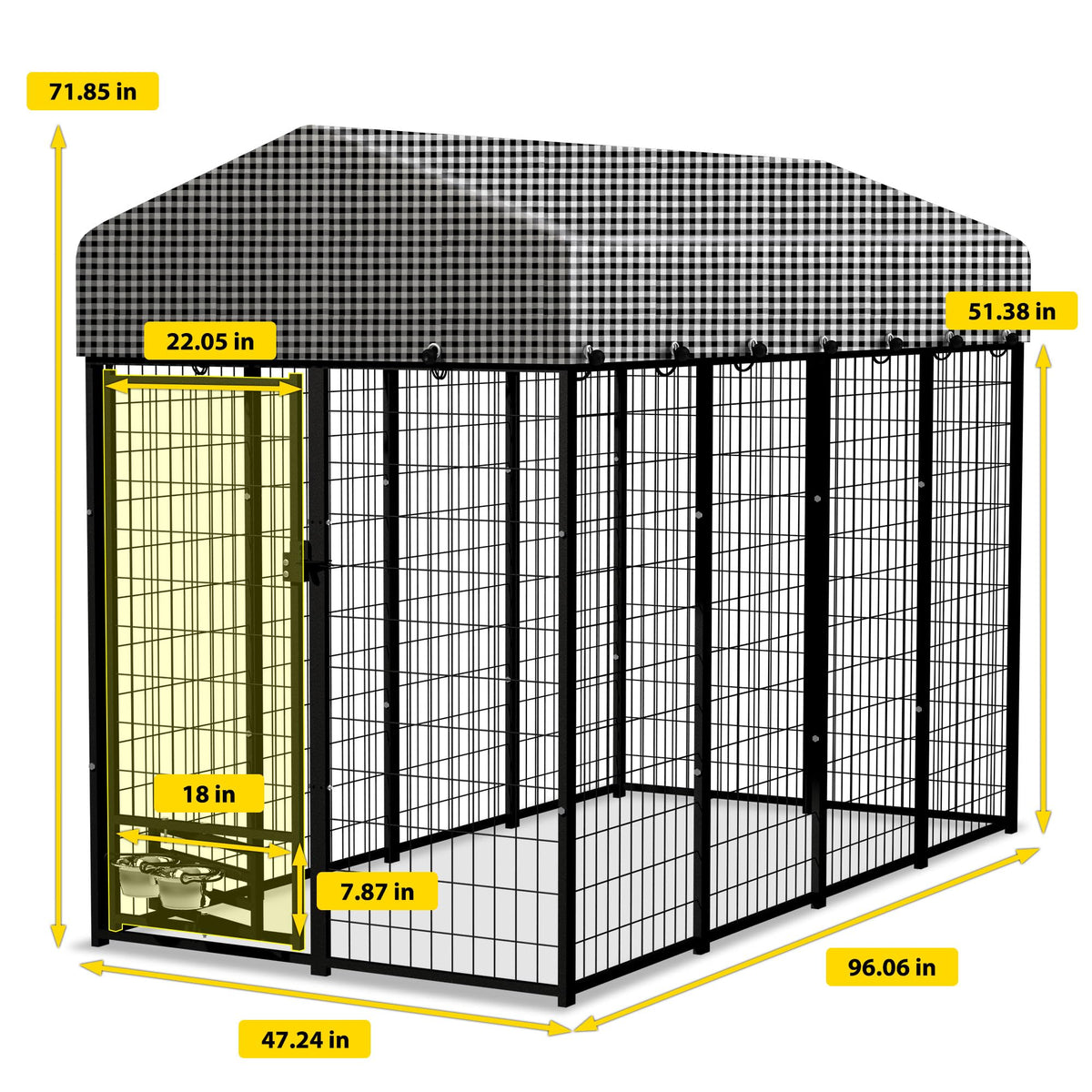 8x4x6 FT Outdoor Dog Kennel with Roof Cover X8442