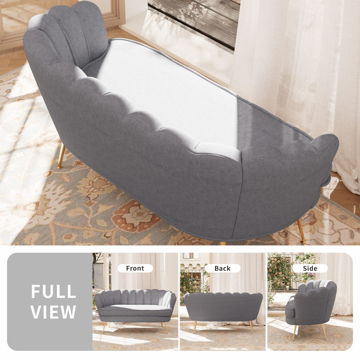 Light Grey Chenille 2-Seater Loveseat Sofa I873817