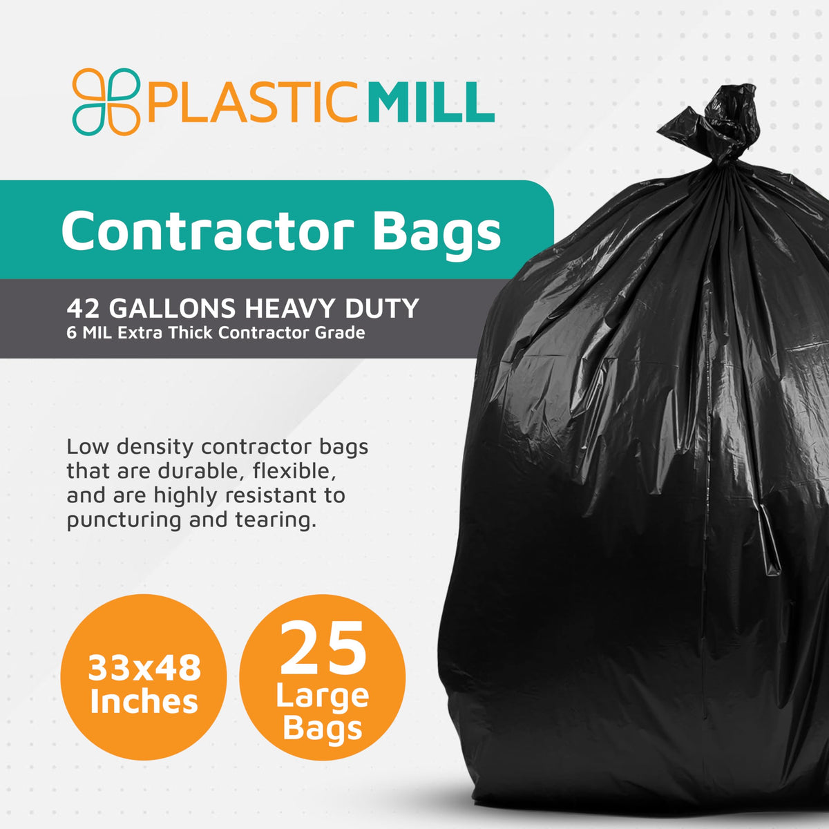 42-Gallon 6 Mil Black Heavy Duty Contractor Bags 25-Count X814