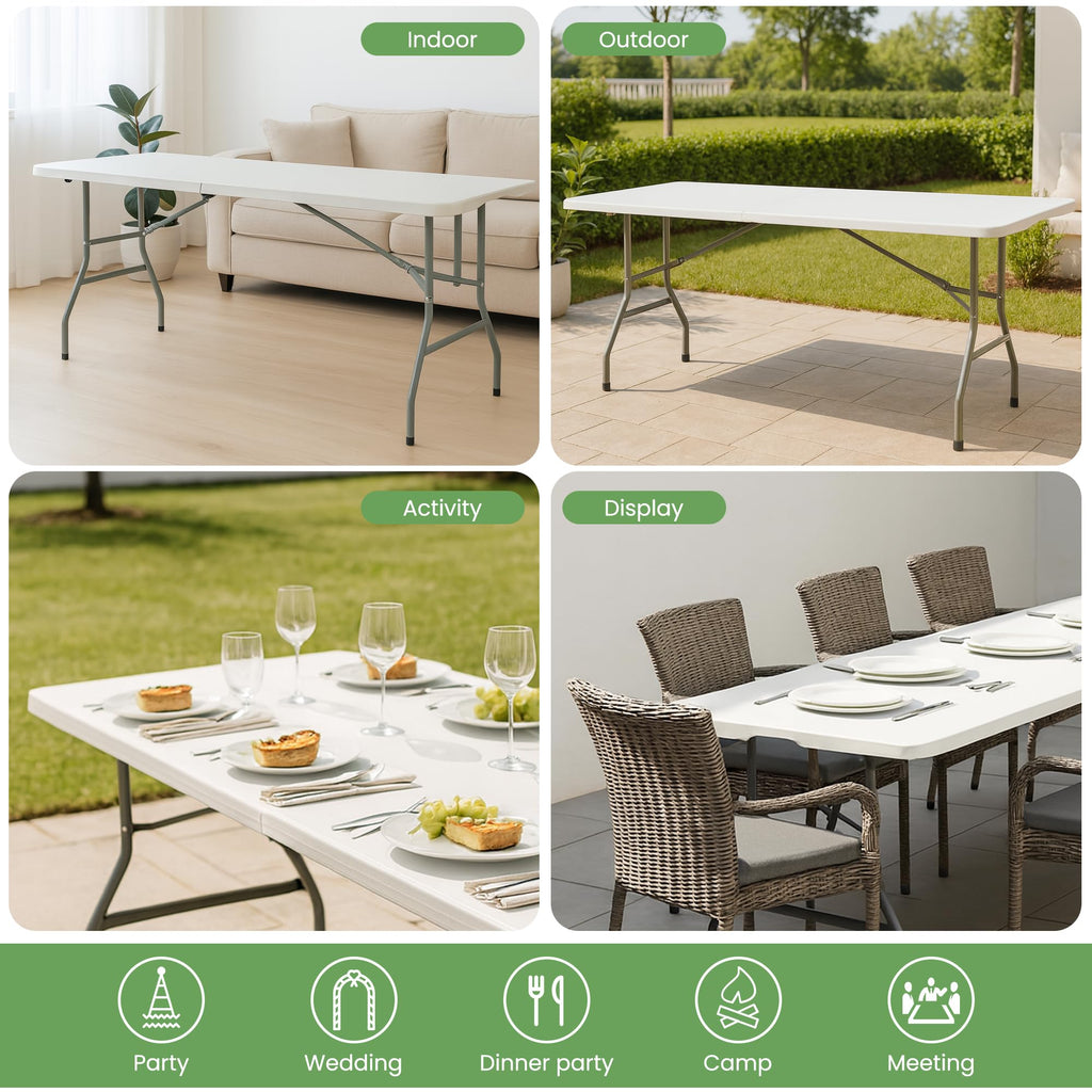 White Plastic Folding Table with Carry Handle N843435