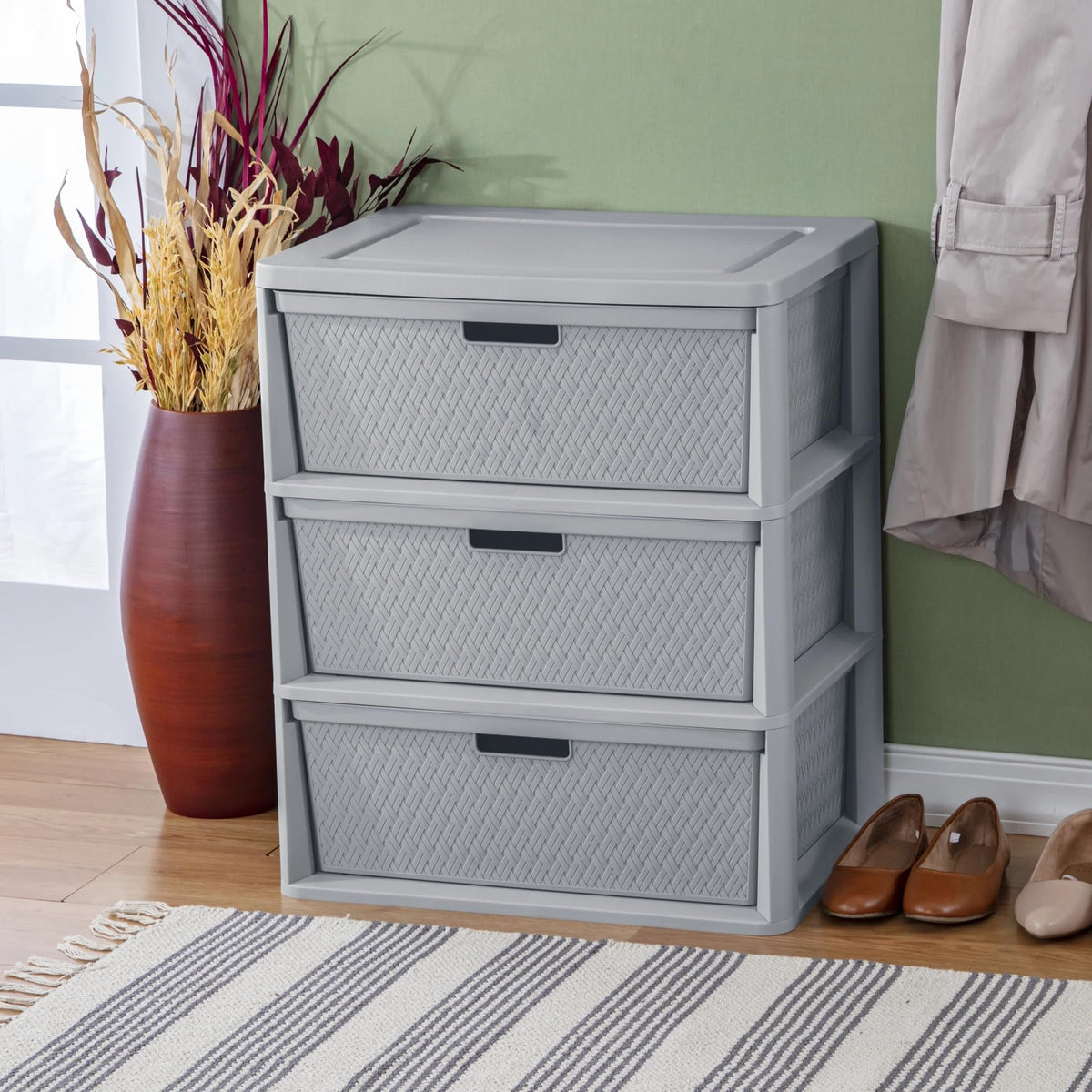 Gray 3 Drawer Storage Tower G639586