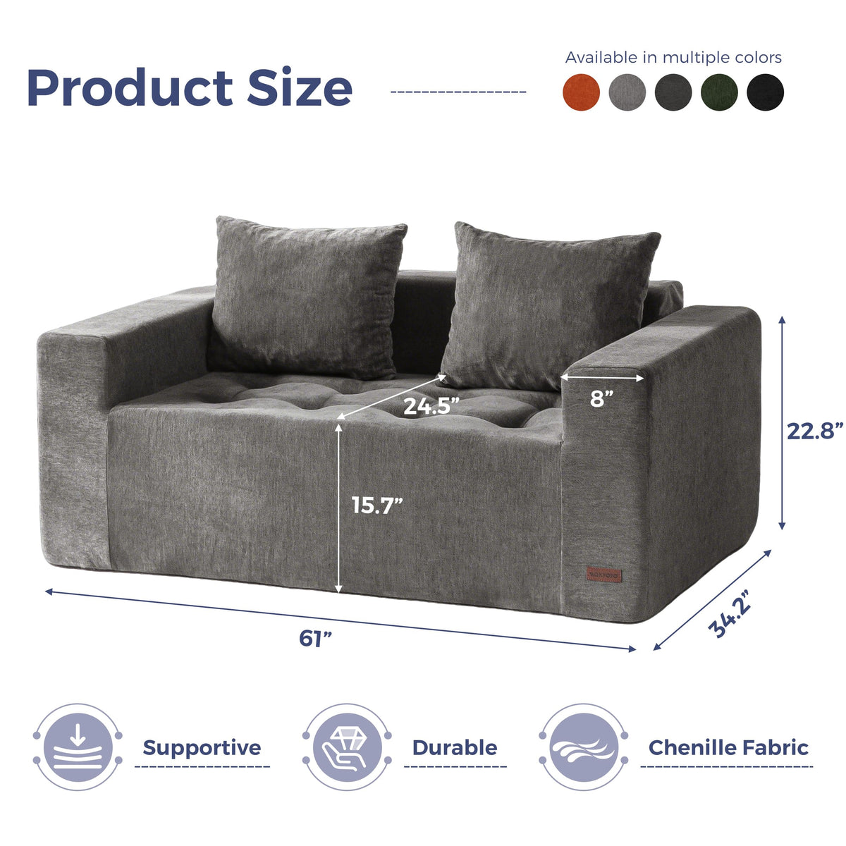 Light Grey Chenille Modular Sofa Couch I8365