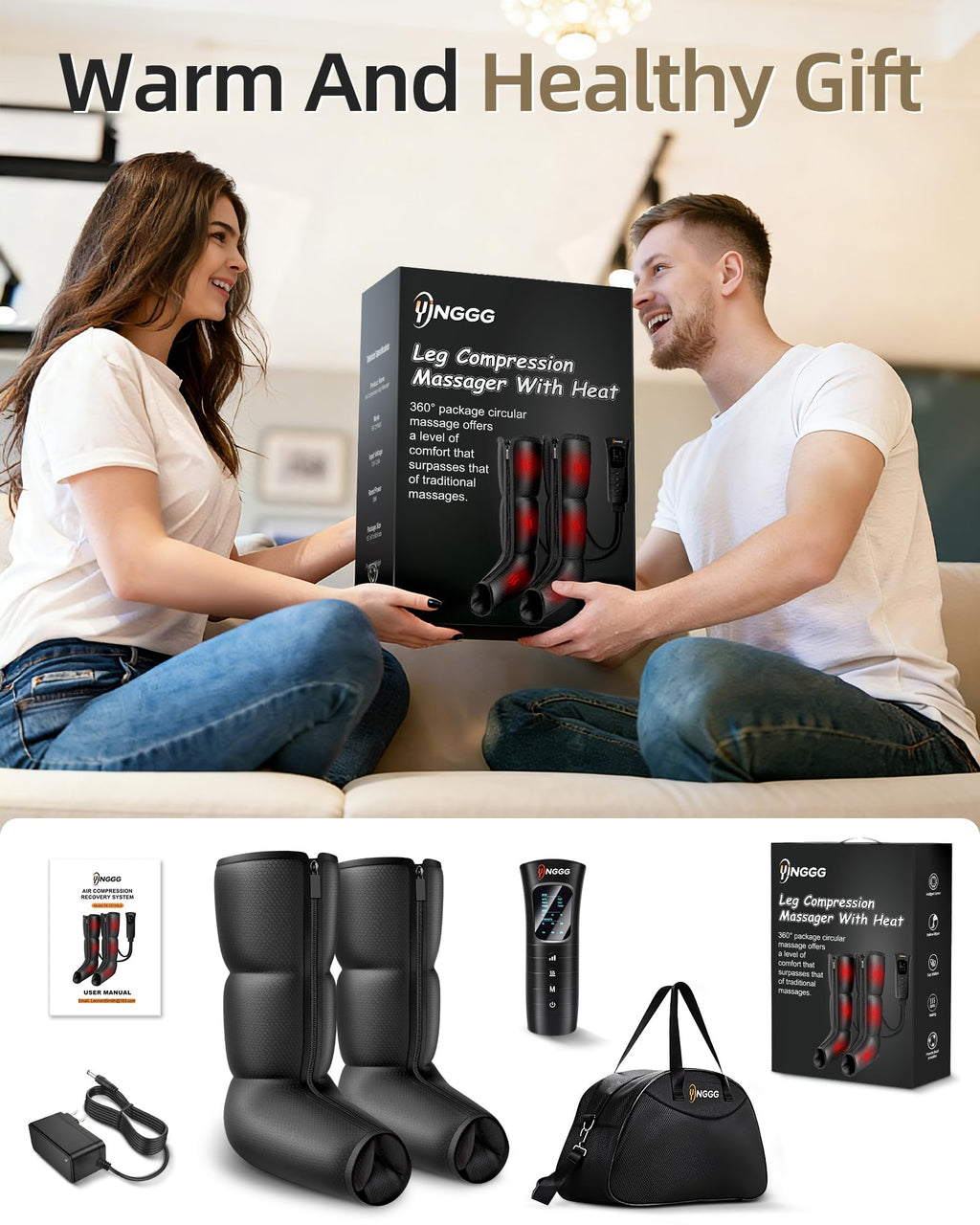 Leg Compression Massager with Heat, Foot & Calf Massager Boots M6339
