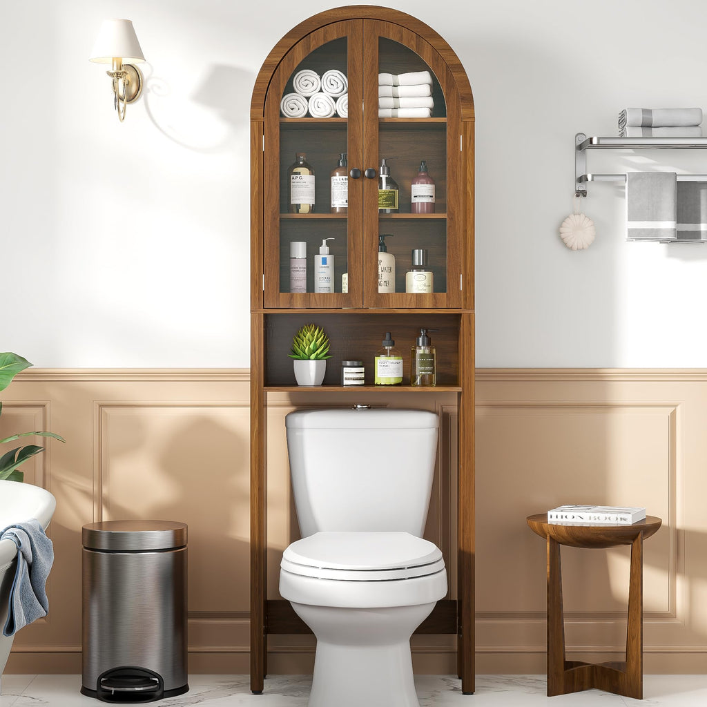 Arched Over The Toilet Storage Cabinet with Acrylic Doors Y90995