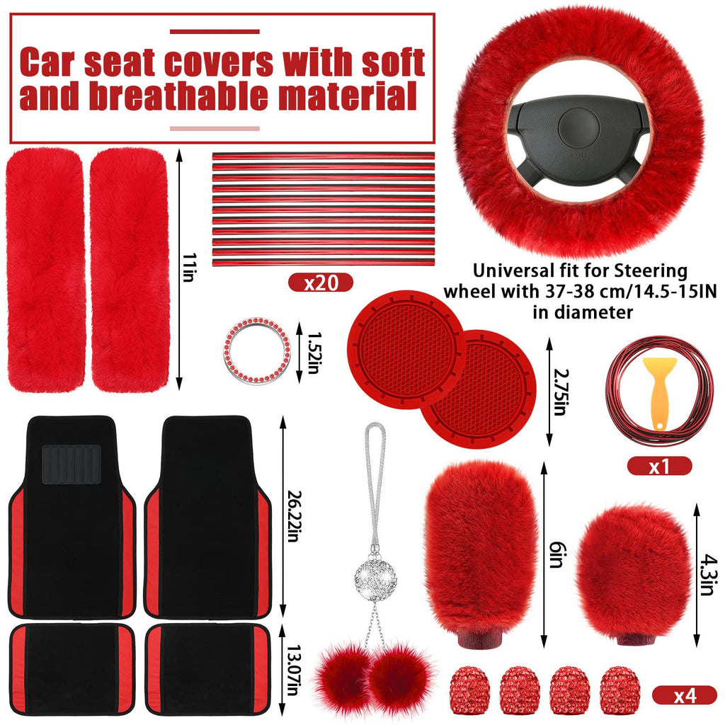Red Black Car Seat Cover Full Set V222