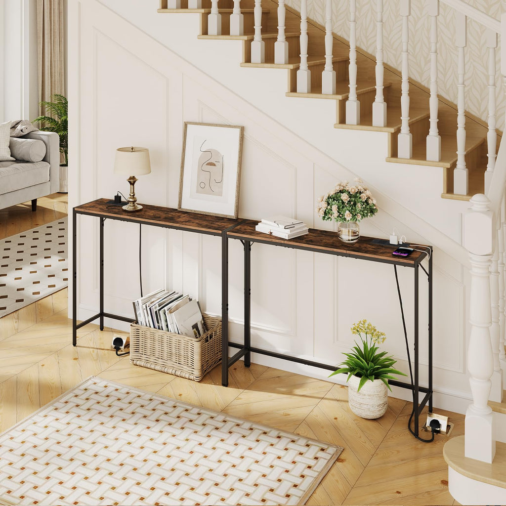 Narrow Sofa Table with Power Station X189