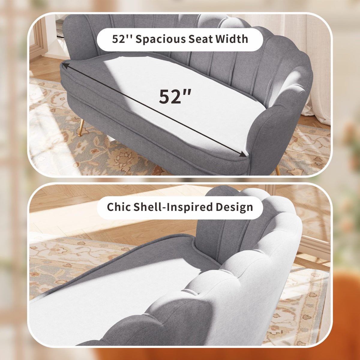 Light Grey Chenille 2-Seater Loveseat Sofa I873817