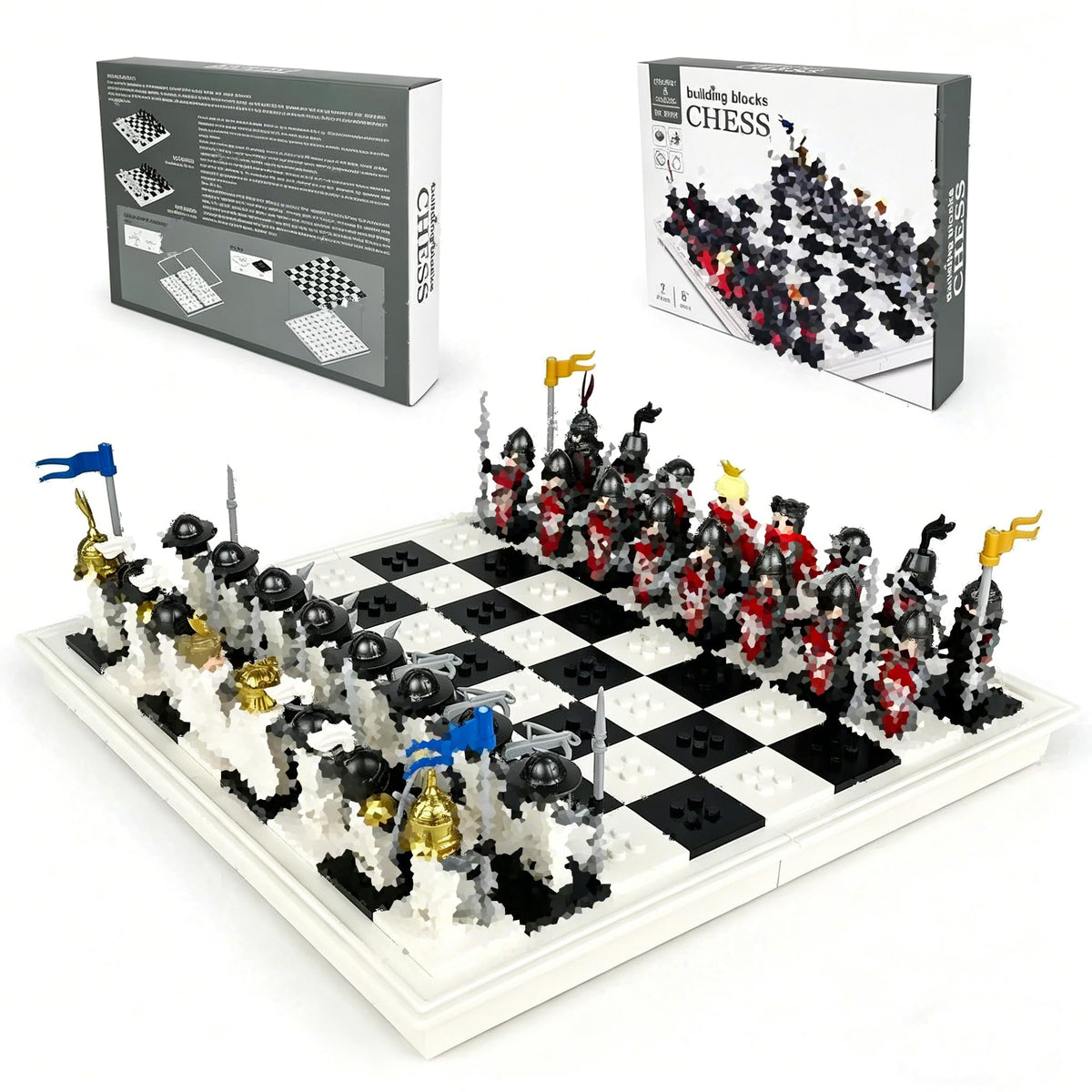 32PCS Medieval Knight Chess Building Blocks Set with Chess Board G404943