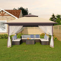 12x12FT Pop Up Gazebo with Mosquito Netting, Khaki & Coffee X55325
