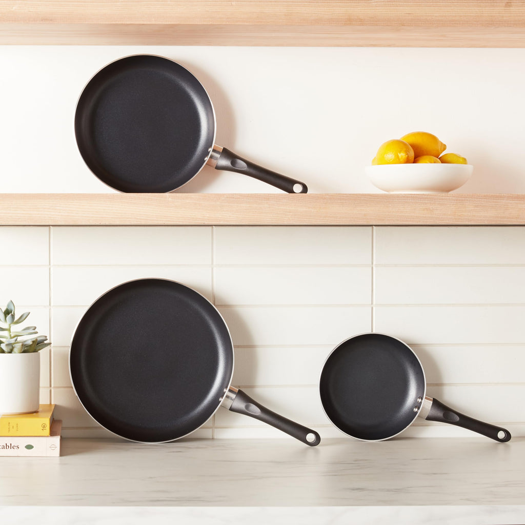 Ceramic Nonstick Frying Pan Set, 3-Piece, Black T697