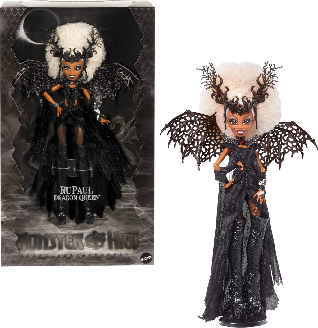Black Gown Doll with Knee-High Boots and Wings T85950