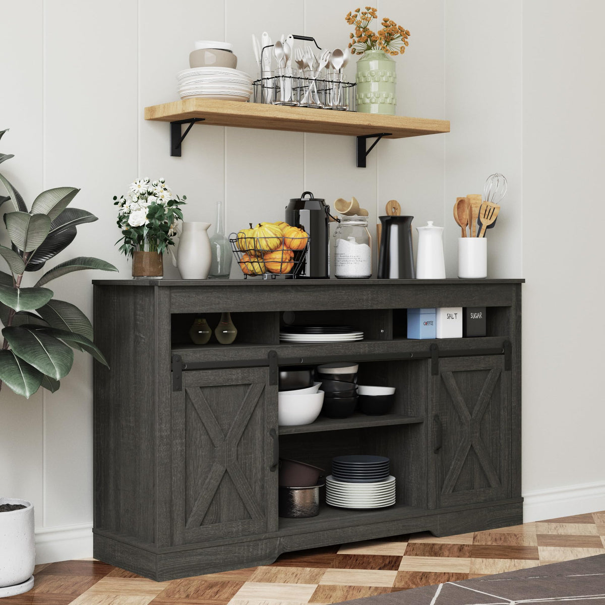 Farmhouse TV Stand for 65+ Inch TV T17501