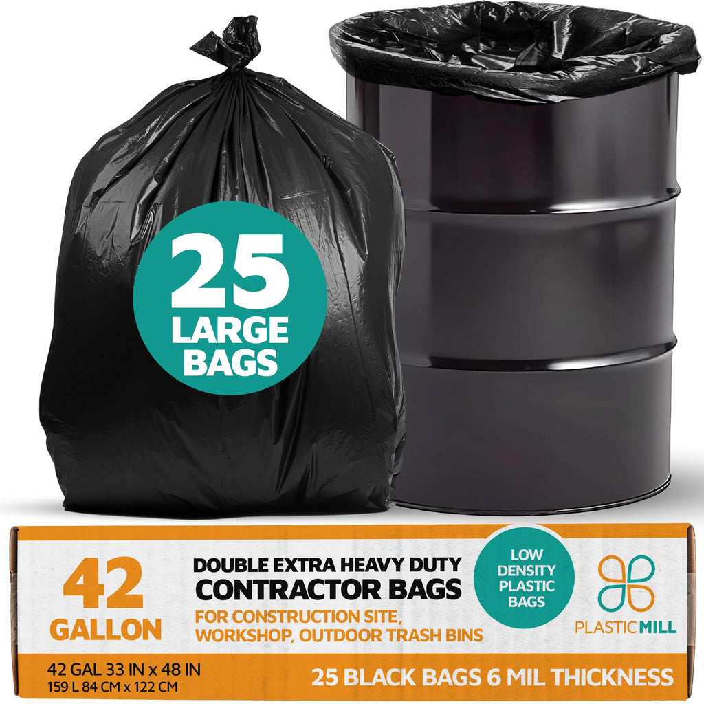 42-Gallon 6 Mil Black Heavy Duty Contractor Bags 25-Count X814