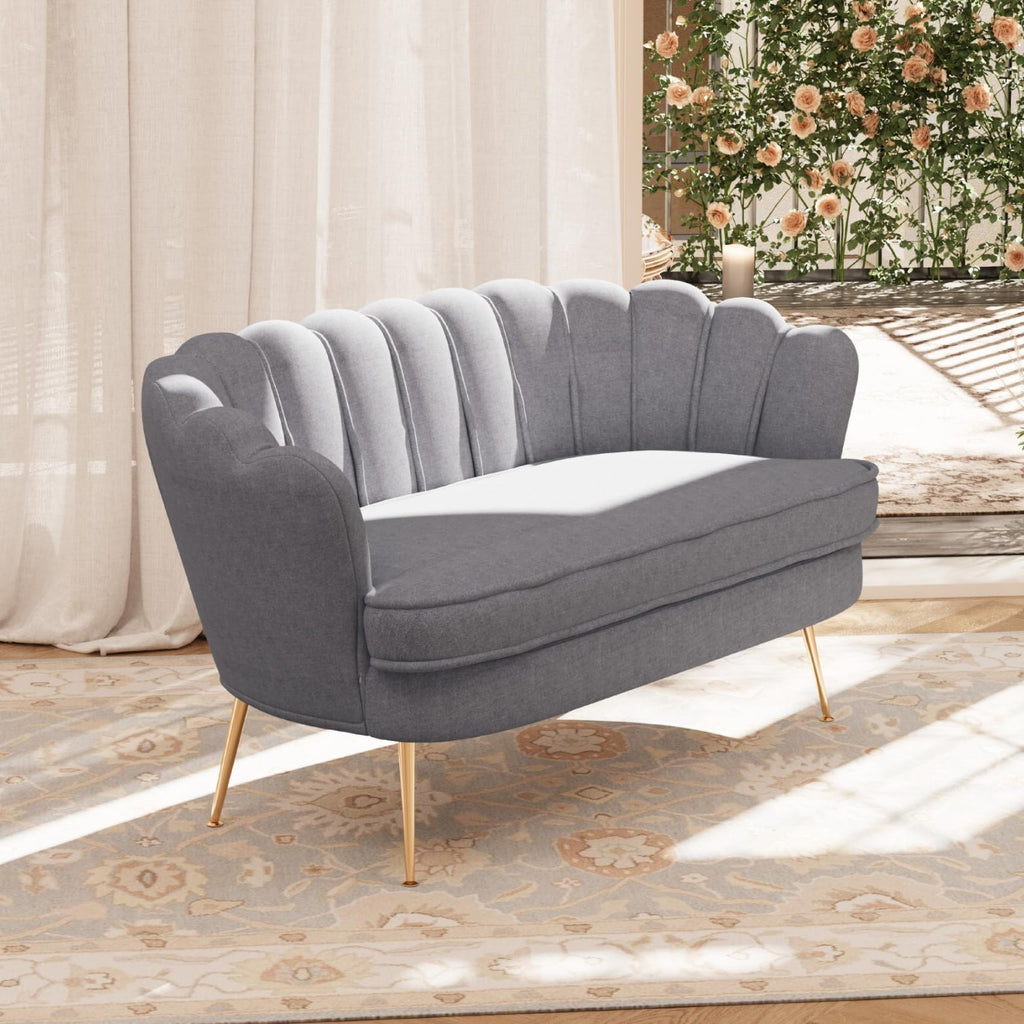Light Grey Chenille 2-Seater Loveseat Sofa I873817
