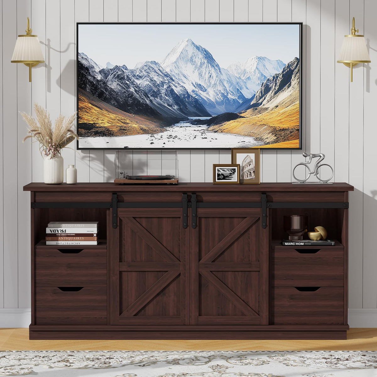 Rustic Oak 4 Drawer TV Stand V1765