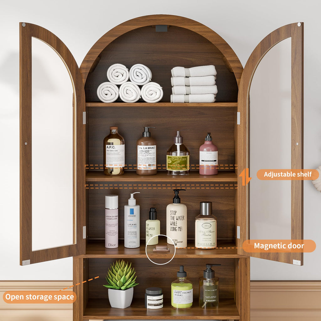 Arched Over The Toilet Storage Cabinet with Acrylic Doors Y90995