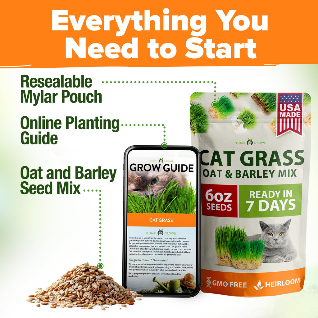 6 oz Heirloom Barley & Oat Cat Grass Seeds Z82222