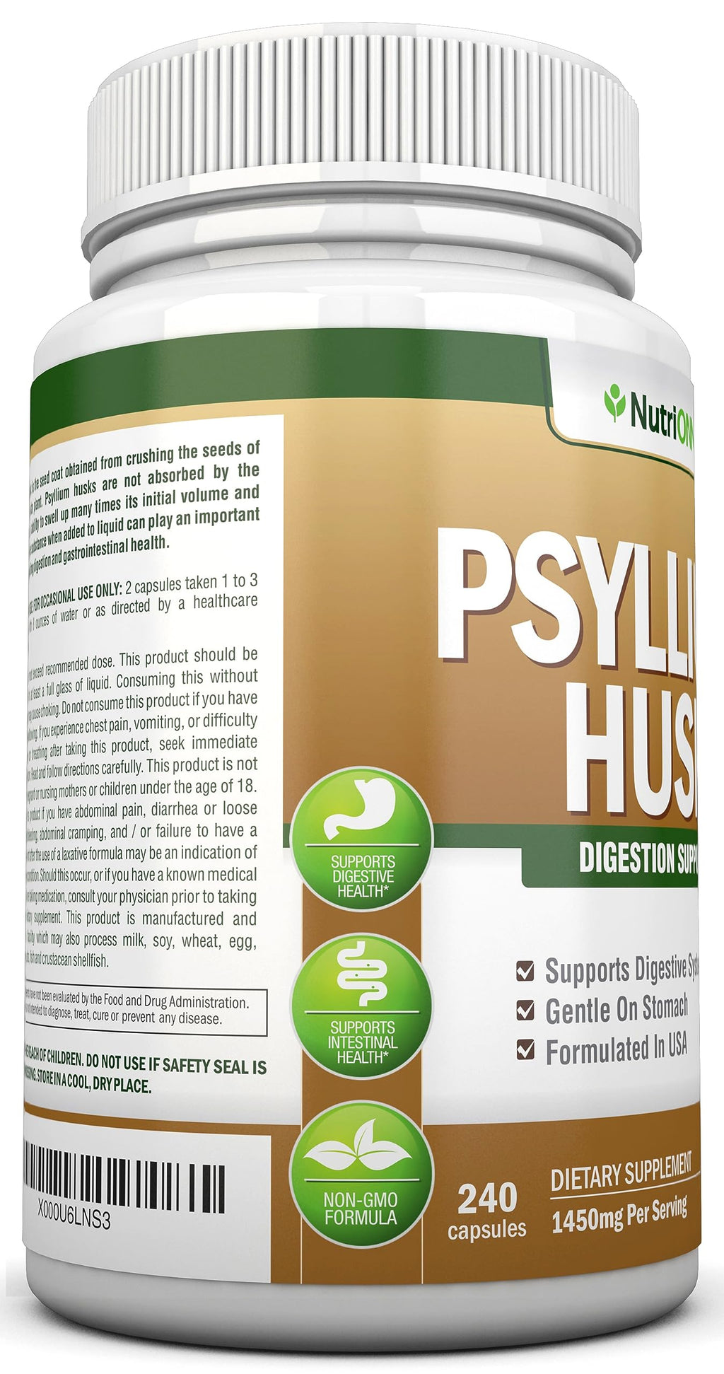 1450mg 240 Capsules Psyllium Husk Fiber Supplement V490