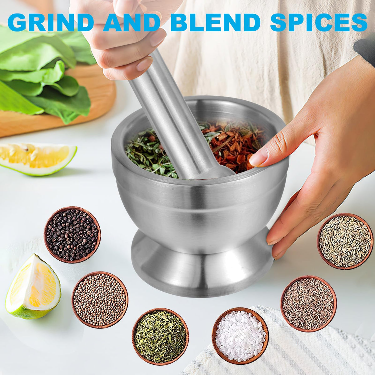 Mortar and Pestle Set Stainless Steel C9751