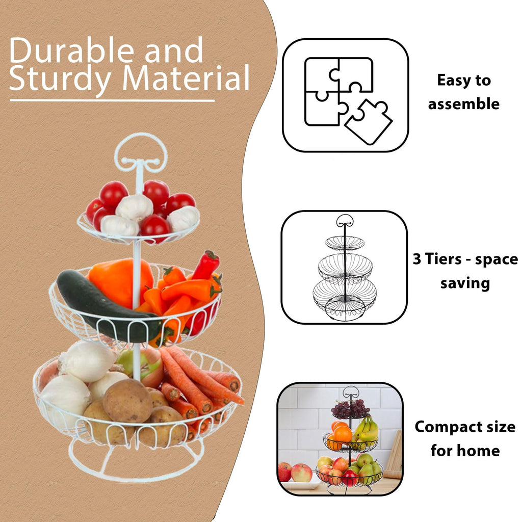3-Tiered Black Wire Fruit and Vegetable Holder U525240